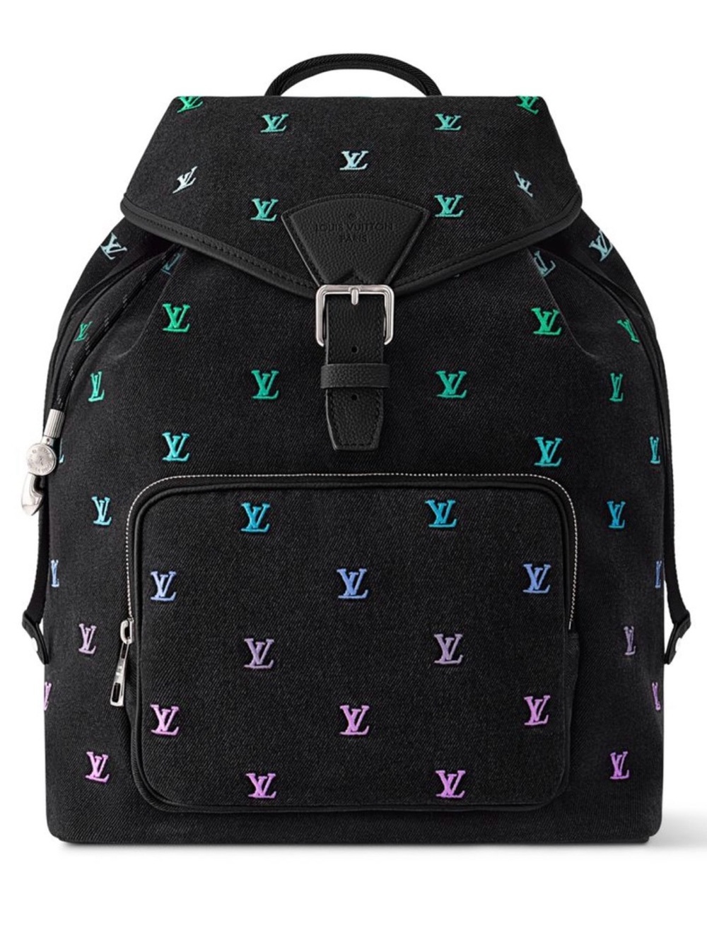 NEW Louis Vuitton Blason Denim Black Multi Montsouris Backpack *RARE*
